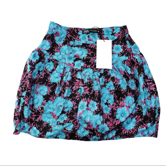 Zara NWT Retro Bubble Floral Mini Skirt XS - Picture 4 of 9